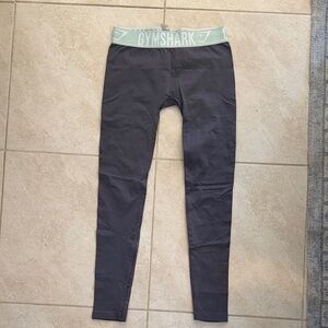 Gymshark Black Leggings with Mint Green Branded Waistband